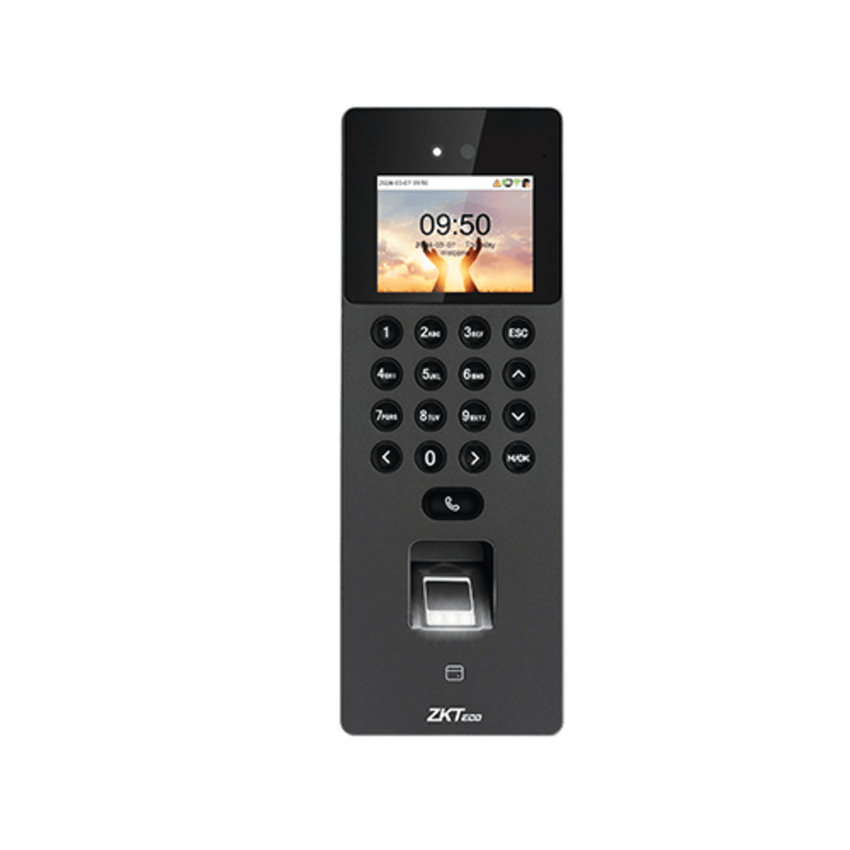 Terminal de Control de Acceso Multi-biométrico / Cámara Binocular 1MP / 3,000 Capacidades de Plantilla / Video Intercomunicador (SIP) / Varias Autenticaciones / Compatible ONVIF y SIP / Firmware AC y TA Push / Compatible con ZkbioZlink
