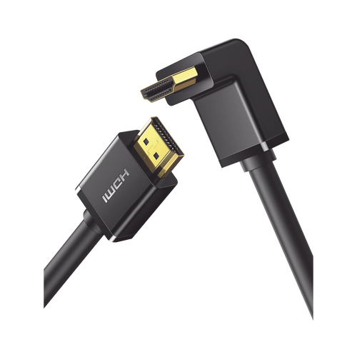 Cable HDMI 2.0  en Angulo de 90°  / 1 m / 4K@60Hz / HDR / 3D / HEC (Canal Ethernet HDMI) / ARC (Canal de Retorno de Audio / CEC / 32 canales de Audio / HDCP 2.2 / Dolby Atmos / 18 Gbps / Blindaje Múltiple