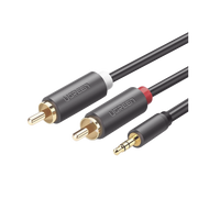 Cable Adaptador de 3.5mm Macho a 2 RCA Macho / 3 Metros (9.84 Pies) / Color Gris / Blindaje M�ltiple / ABS / Alta Calidad