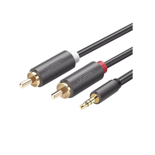 Cable Adaptador de 3.5mm Macho a 2 RCA Macho / 3 Metros (9.84 Pies) / Color Gris / Blindaje M�ltiple / ABS / Alta Calidad