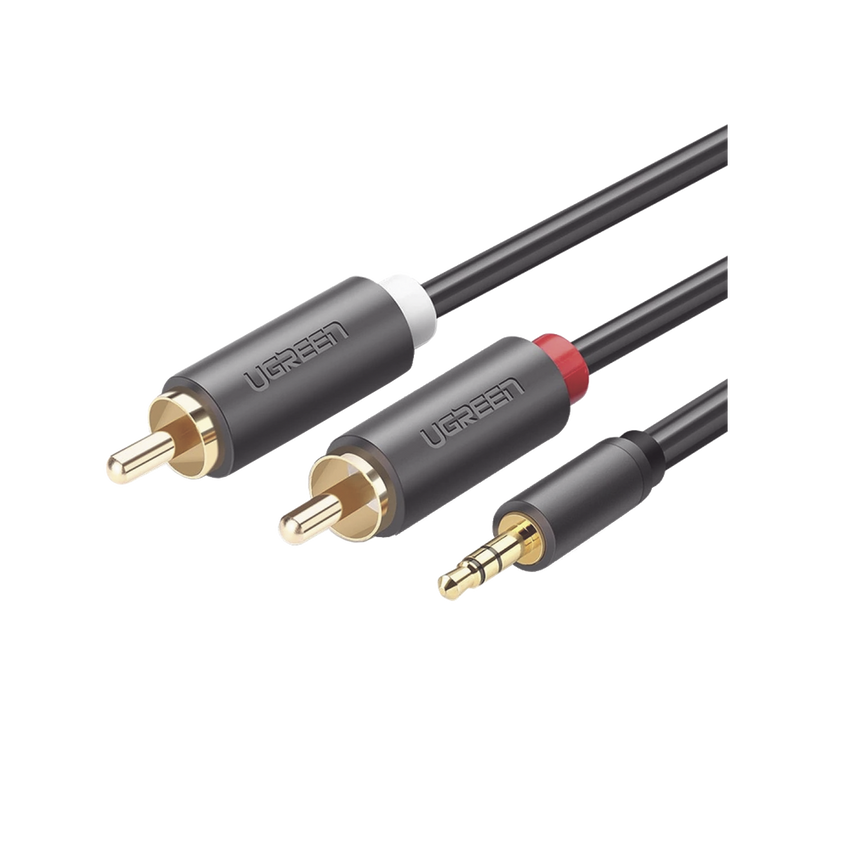 Cable Adaptador de 3.5mm Macho a 2 RCA Macho / 3 Metros (9.84 Pies) / Color Gris / Blindaje M�ltiple / ABS / Alta Calidad