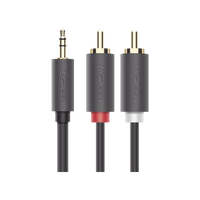 Cable Adaptador de 3.5mm Macho a 2 RCA Macho / 3 Metros (9.84 Pies) / Color Gris / Blindaje M�ltiple / ABS / Alta Calidad