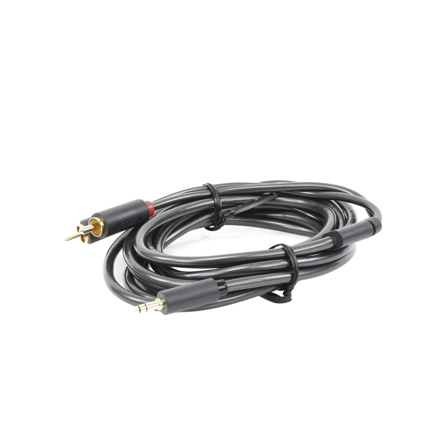 Cable Adaptador de 3.5mm Macho a 2 RCA Macho / 3 Metros (9.84 Pies) / Color Gris / Blindaje M�ltiple / ABS / Alta Calidad