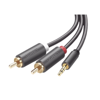 Cable Adaptador de 3.5mm Macho a 2 RCA Macho / 5 Metros (16.40 Pies) / Color Gris / Blindaje M�ltiple / ABS / Alta Calidad
