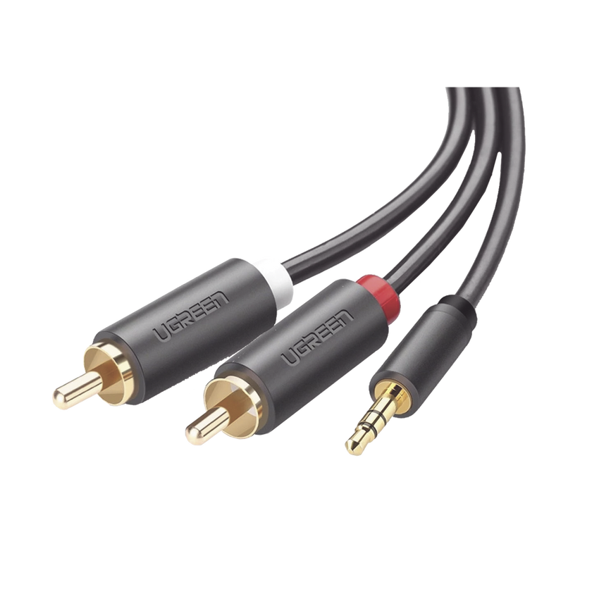 Cable Adaptador de 3.5mm Macho a 2 RCA Macho / 5 Metros (16.40 Pies) / Color Gris / Blindaje M�ltiple / ABS / Alta Calidad