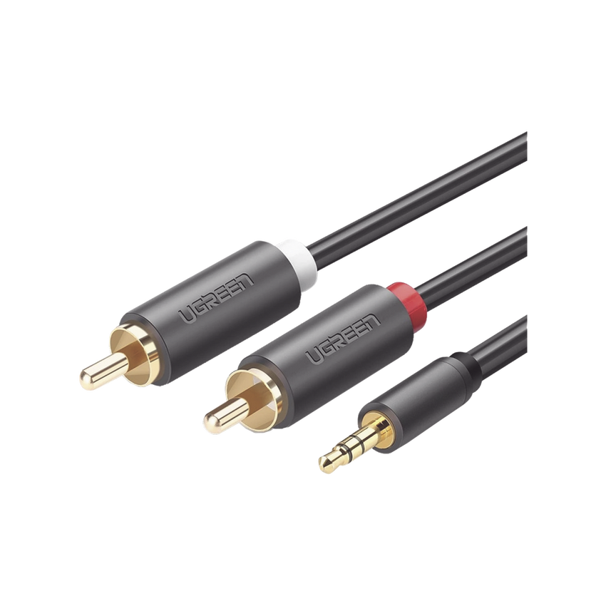 Cable Adaptador de 3.5mm Macho a 2 RCA Macho / 5 Metros (16.40 Pies) / Color Gris / Blindaje Múltiple / ABS / Alta Calidad