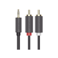Cable Adaptador de 3.5mm Macho a 2 RCA Macho / 5 Metros (16.40 Pies) / Color Gris / Blindaje M�ltiple / ABS / Alta Calidad