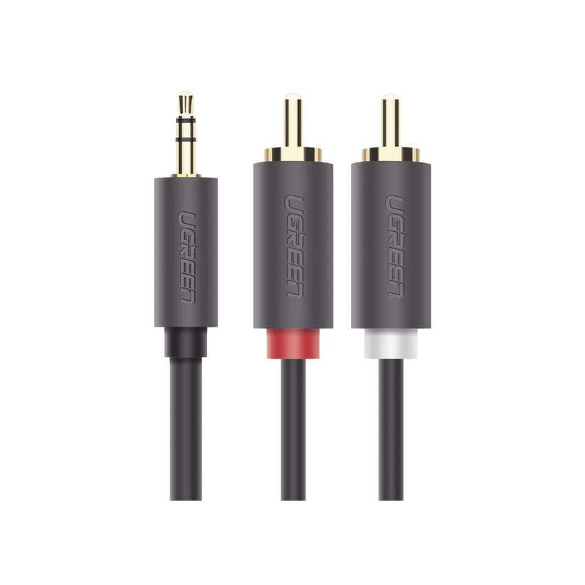 Cable Adaptador de 3.5mm Macho a 2 RCA Macho / 5 Metros (16.40 Pies) / Color Gris / Blindaje M�ltiple / ABS / Alta Calidad
