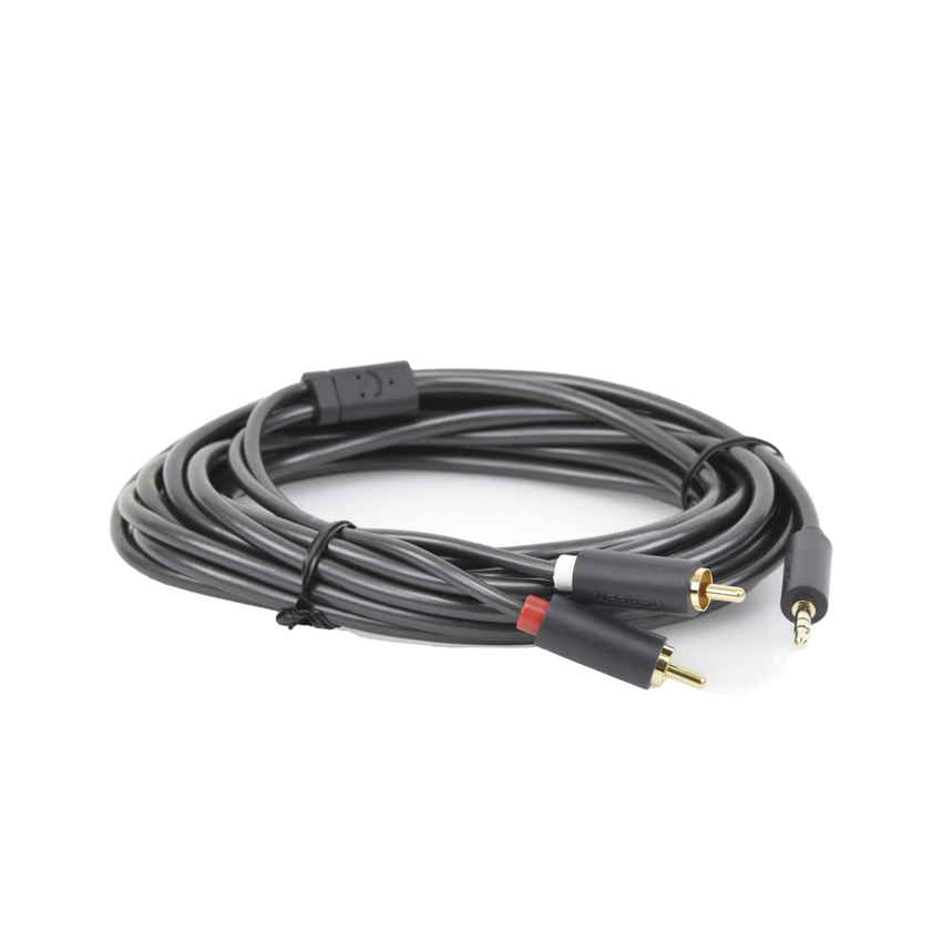 Cable Adaptador de 3.5mm Macho a 2 RCA Macho / 5 Metros (16.40 Pies) / Color Gris / Blindaje M�ltiple / ABS / Alta Calidad