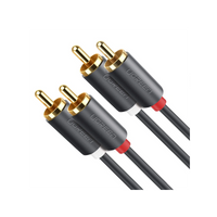 Cable de Audio 2 RCA Macho a 2 RCA Macho / 3 Metros (9.84 Pies) / Color Negro / Alta Calidad / Anillos de Goma para Asegurar un Agarre Firme al Instalar o Quitar el Cable