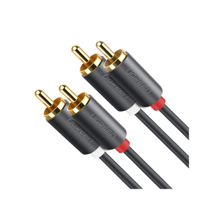 Cable de Audio 2 RCA Macho a 2 RCA Macho / 3 Metros (9.84 Pies) / Color Negro / Alta Calidad / Anillos de Goma para Asegurar un Agarre Firme al Instalar o Quitar el Cable