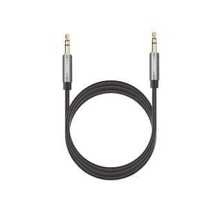 Cable Auxiliar 2 Metros / Conector 3.5mm a 3.5mm / Macho a Macho / Cubierta de TPE / Carcasa de Aluminio / Color Negro