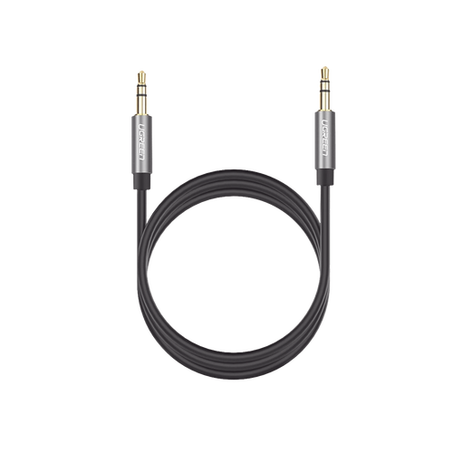 Cable Auxiliar 2 Metros / Conector 3.5mm a 3.5mm / Macho a Macho / Cubierta de TPE / Carcasa de Aluminio / Color Negro