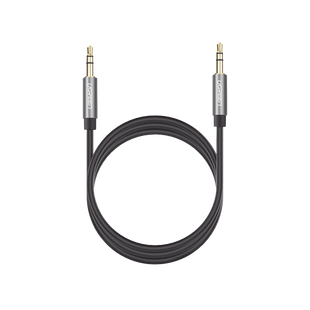 Cable Auxiliar 5 Metros / Conector 3.5mm a 3.5mm / Macho a Macho / Cubierta de TPE / Carcasa de Aluminio / Color Negro
