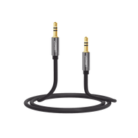 Cable Auxiliar 5 Metros / Conector 3.5mm a 3.5mm / Macho a Macho / Cubierta de TPE / Carcasa de Aluminio / Color Negro