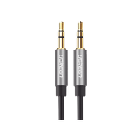 Cable Auxiliar 5 Metros / Conector 3.5mm a 3.5mm / Macho a Macho / Cubierta de TPE / Carcasa de Aluminio / Color Negro