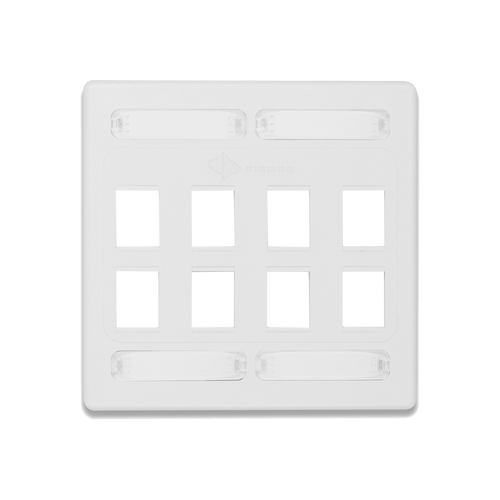 Placa de Pared Doble Modular 10G MAX de 8 Salidas, Color Blanco