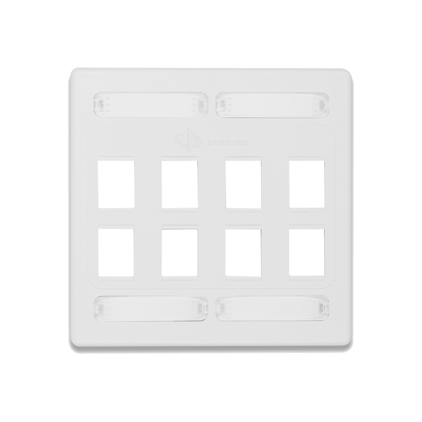 Placa de Pared Doble Modular 10G MAX de 8 Salidas, Color Blanco