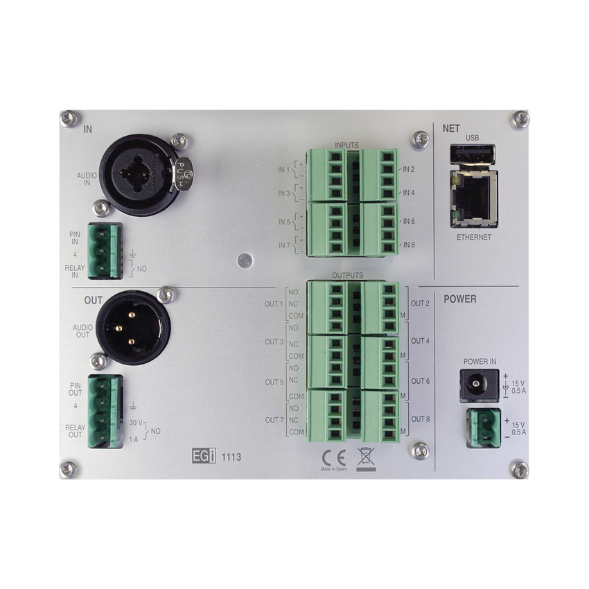 Interfaz Millennium IP para gestión de avisos y música pre-grabados IP con 8 relés IN/OUT