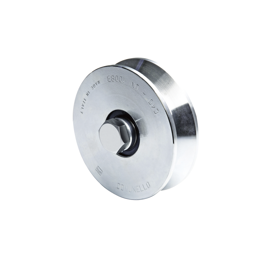 Rueda de 10 cm SIN Soporte Para Puertas Corredizas de Hasta 425 Kg / Canal Tipo "V"