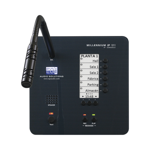 CONSOLA DE AVISOS MULTIZONA IP CON DISPLAY, MICRÓFONO Y GRABADOR DE MENSAJES
