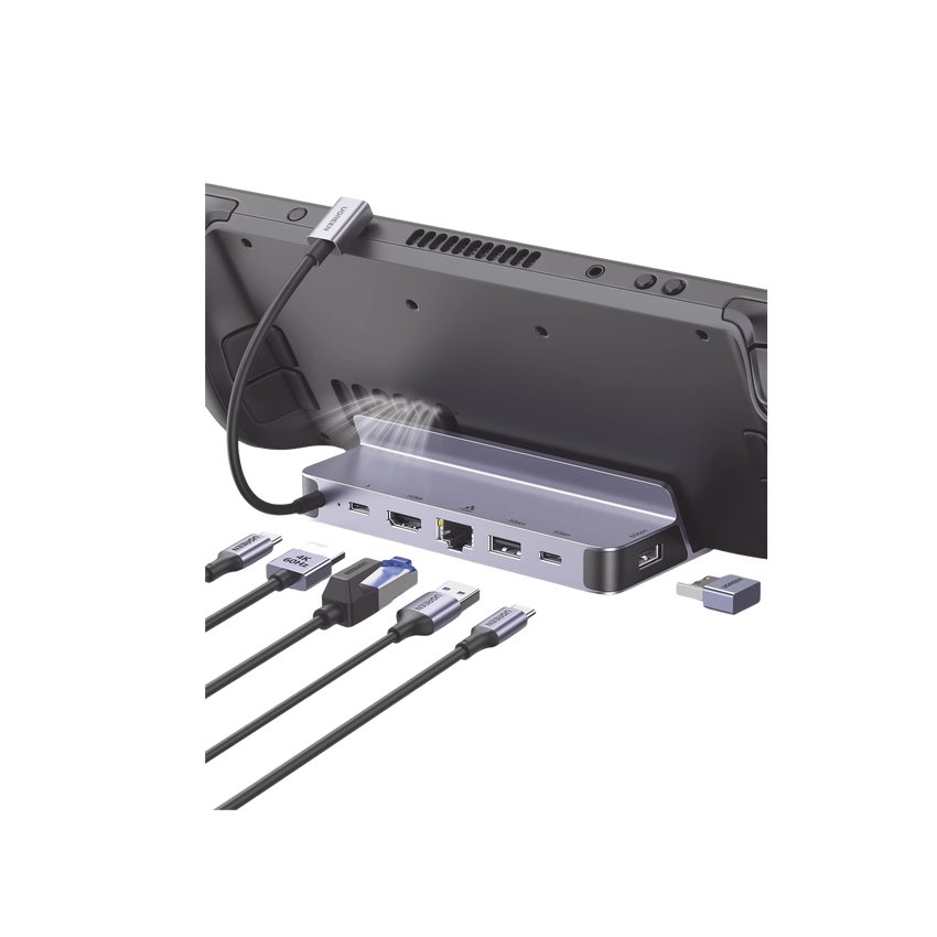 HUB USB-C (Docking Revodok Pro) 6 en 1 | Soporte para Steam Deck  | 2 USB-A 3.0 (5Gbps) | USB-C 3.0 (5Gbps) | RJ45 (Gigabit Ethernet) | HDMI 2.0 4K@60Hz | USB-C PD Carga 100W | Carcasa de Aluminio.
