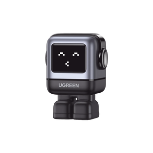 Cargador RobotGaN de 65W Serie UNO | 3 Puertos de Carga R�pida | 2 USB-C | 1 USB-A | PD 3.0 | QC 4.0 | Carga Inteligente | Tecnolog�a GaN II | Zapato Magn�tico Extra�ble | Carcasa Ign�fuga | Pantalla LED