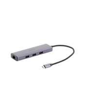 HUB USB-C (Docking Revodok) 6 en 1 | 3 Puertos USB-A 3.0 (5 Gbps) | USB-C PD 100W | HDMI 4K@30Hz | Entrada 1 RJ45 (Gigabit Ethernet) | Chip de Última Generación | Potente Disipación de Calor |  Caja de Aluminio.