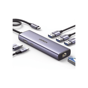 HUB USB-C (Docking Revodok) 6 en 1 | 3 Puertos USB-A 3.0 (5 Gbps) | USB-C PD 100W | HDMI 4K@30Hz | Entrada 1 RJ45 (Gigabit Ethernet) | Chip de Última Generación | Potente Disipación de Calor |  Caja de Aluminio.