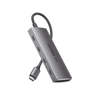 HUB USB-C 3.2 10 Gbps 4 en 1 | 4 Puertos USB-C 3.2 | Thunderbolt | Compatible con MacBook, Chormebook, iMac, iPad Pro, iOS, Windows, Mac OS, Android | Excelente Disipación de Calor | Carcasa de Aluminio | Cable de Nylon Trenzado.