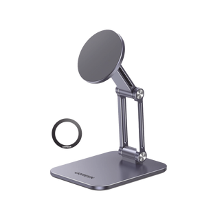 Soporte de Aluminio Magnético para Smartphone | Fuerza Magnética Súper Potente 500g | Compatibilidad IPhone 15/14/13/12 | Apto para celulares Android | Altura y Angulo Ajustable | Protección Antideslizante | Portátil.