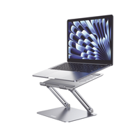 Soporte para Laptop de Aluminio | Soporta Laptops de 10 a 17.3''| Excelente Estabilidad | Capacidad de Carga 5Kg | Diseño Ergonómico | Altura y Angulo Ajustable | Plegable y Portátil | Protecciones de Silicona.