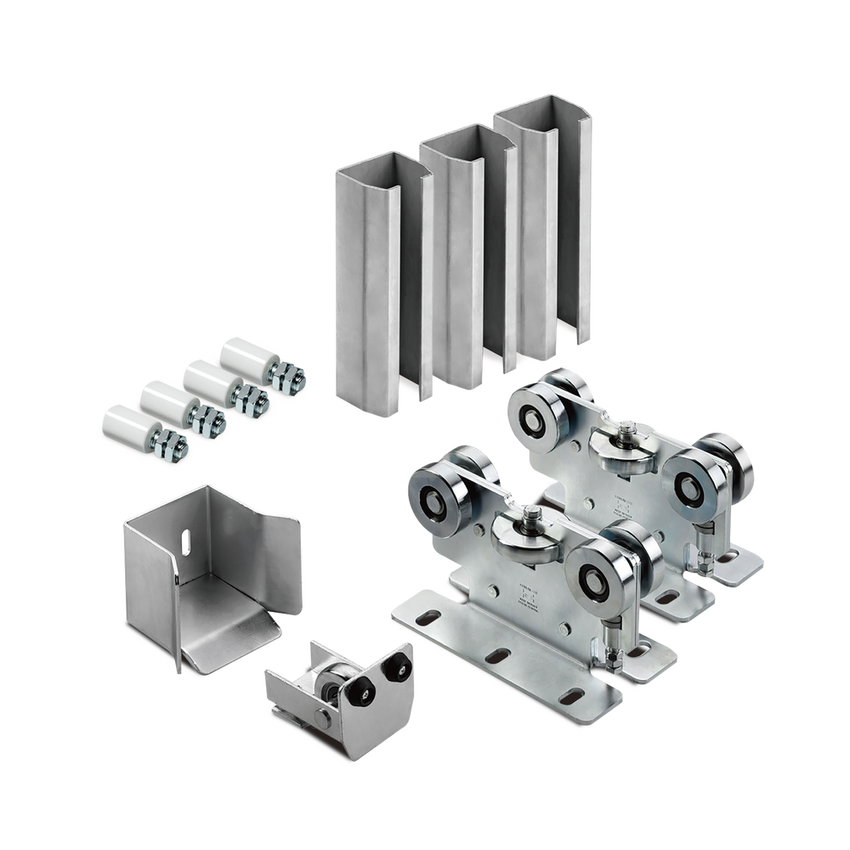 KIT para puertas autoportantes de hasta 3 m y 600 kg con rodillos de nylon