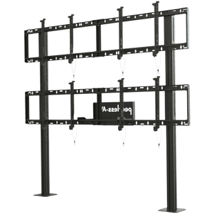 Soporte Modular para Video Wall Pedestal 2x2 / Ajuste Micro Sin Herramientas / 8 Puntos de Alineación / Capacidad 500 lb / VESA 200x200 a 600x400 mm / Estructura Aluminio / Gestión Cableado Integrada / Almacenamiento Multimedia