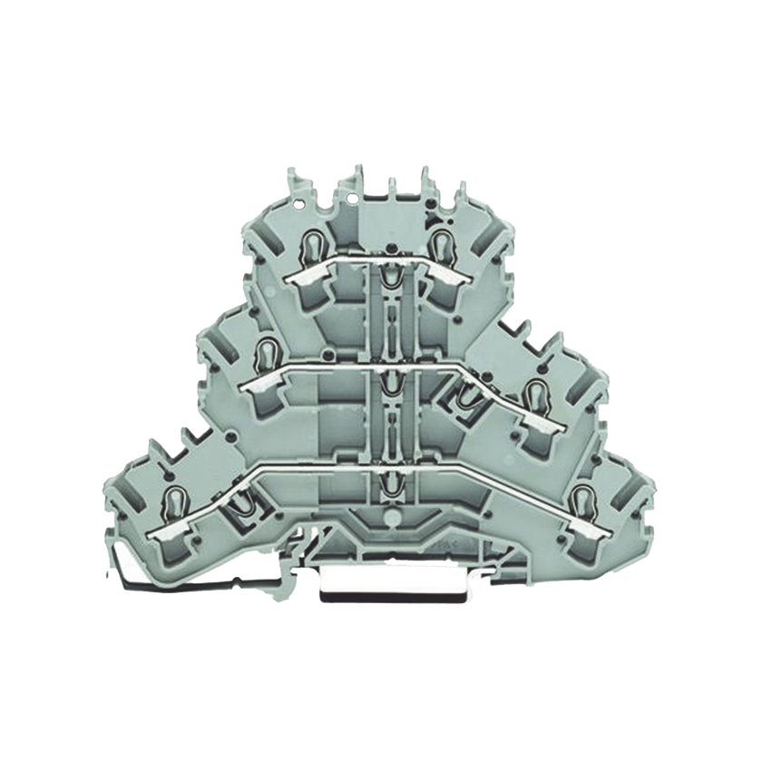 Borna de tres pisos; borna de paso/paso/paso; l/l/l; sin porta-etiquetas; apropiado para aplicaciones ex e ii; para carril din 3