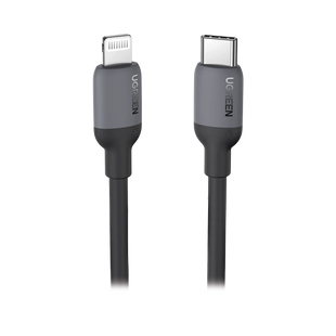 Cable USB-C a Lightning / Certificado MFi / 1 Metro / Adecuado para iPhone, iPad, iPod / Carga Rápida PD 20W /  Sincronización de Datos de hasta 480 Mbps / Goma de Silicona y  TPE. / Suave al Tacto / Color Negro