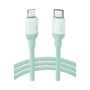 Cable USB-C a Lightning / Certificado MFi / 1 Metro / Adecuado para iPhone, iPad, iPod / Carga Rápida PD 20W /  Sincronización de Datos de hasta 480 Mbps / Goma de Silicona y  TPE. / Suave al Tacto / Color  Green