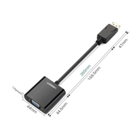 Convertidor DP Macho a VGA Hembra (Negro).