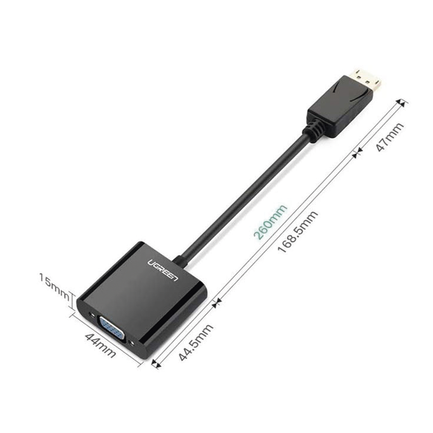 Convertidor DP Macho a VGA Hembra (Negro).