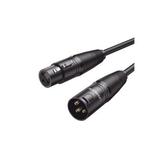 Cable para Micrófono XLR Tipo Canon Macho a Hembra / 10 Metros / Plug & Play / Antiinterferencias / Triple Blindaje / Alta Calidad / Color Negro