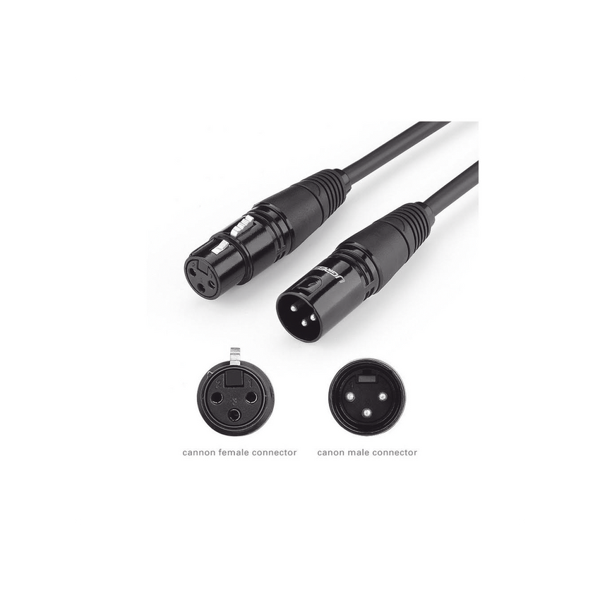 Cable para Micrófono XLR Tipo Canon Macho a Hembra / 10 Metros / Plug & Play / Antiinterferencias / Triple Blindaje / Alta Calidad / Color Negro