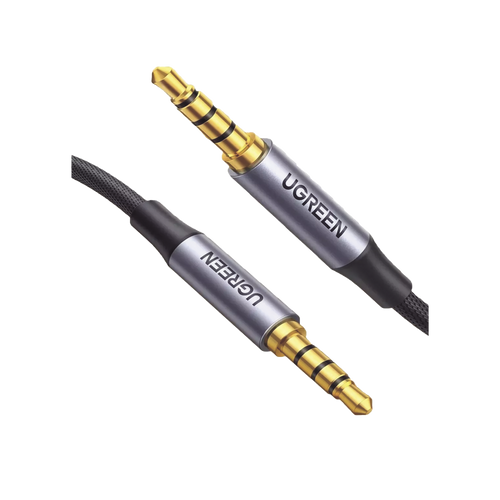 Cable Auxiliar de 3.5mm / Cable Audio Estéreo / Núcleo de Alambre de Cobre Esmaltado / Carcasa de Aluminio Azul + Nylon Trenzado /  Soporta Micrófono / 2 Metros