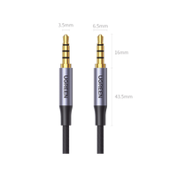 Cable Auxiliar de 3.5mm / Cable Audio Estéreo / Núcleo de Alambre de Cobre Esmaltado / Carcasa de Aluminio Azul + Nylon Trenzado /  Soporta Micrófono / 2 Metros