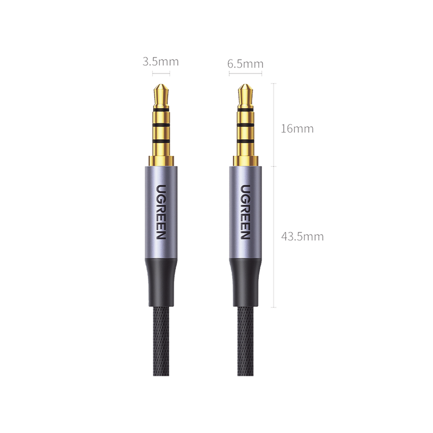 Cable Auxiliar de 3.5mm / Cable Audio Estéreo / Núcleo de Alambre de Cobre Esmaltado / Carcasa de Aluminio Azul + Nylon Trenzado /  Soporta Micrófono / 2 Metros