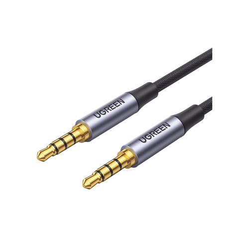 Cable Auxiliar de 3.5mm / Cable Audio Estéreo / Núcleo de Alambre de Cobre Esmaltado / Carcasa de Aluminio Azul + Nylon Trenzado /  Soporta Micrófono / 2 Metros