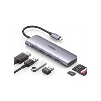 HUB USB-C (Docking Station) 6 en 1 | HDMI 4K@30Hz | 3 Puertos USB 3.0 | Lector Tarjeta SD + Micro SD (TF) Uso Simultáneo | Chip de Última Generación | Potente Disipación de Calor |  Caja de Aluminio.