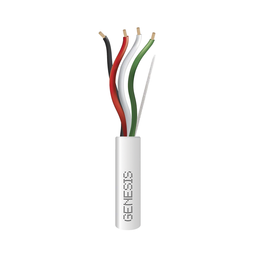 Bobina de 305 Metros / Cable de Cobre / 4 x 18 AWG / Riser / Para Interior / Color Blanco / Para Aplicaciones de Alarmas de Intrusión/Control de Acceso/ Automatización / Interfonos y Tv Porteros