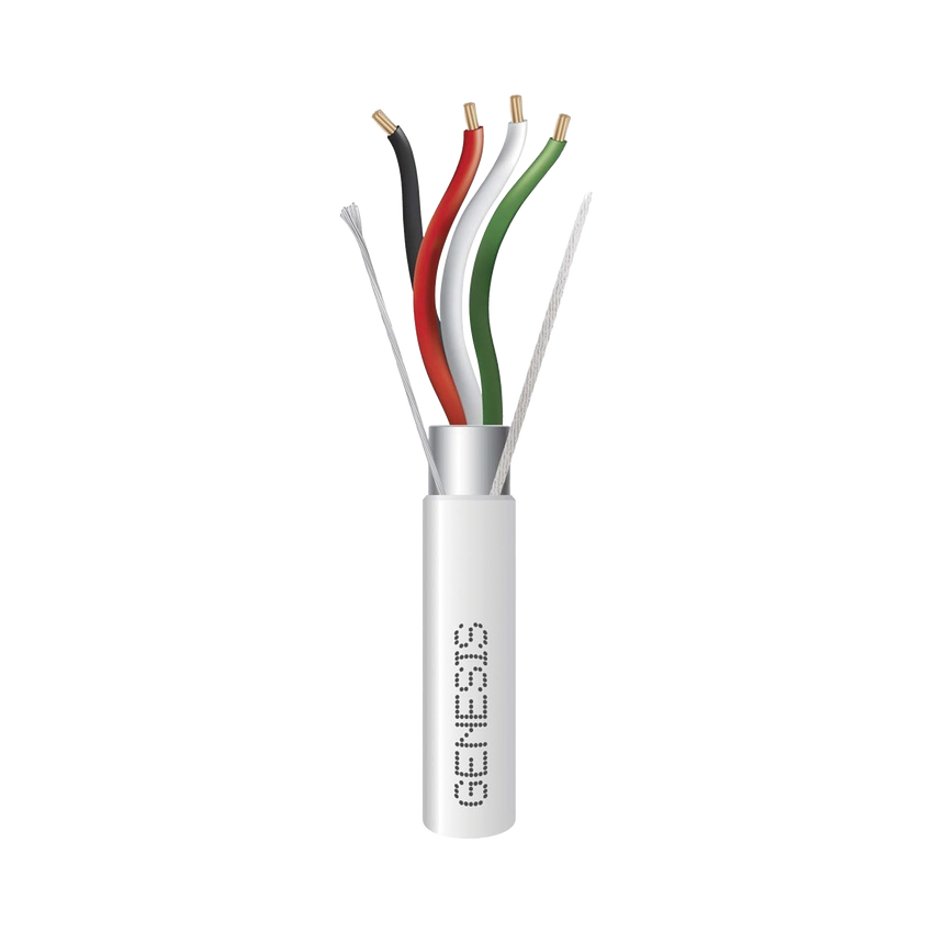 Bobina de 305 M de Cable 4 x 22 AWG BLINDADO / RISER / Color Blanco / Para Aplicaciones de Audio, Seguridad y Control