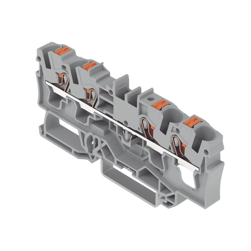 Borna de Paso / 4 Conductores / Push-in CAGE CLAMP® / 4 mm² / 32 A / 800 V / Carril DIN / ATEX IECEx / Prueba Ø4 mm