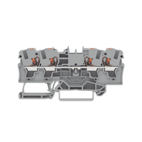 Borna de paso para 4 conductores; con tecla; 4 mm²; con orificio de prueba; Marcaje lateral y central; para carril DIN 35 x 15 y 35 x 7,5; Push-in CAGE CLAMP®; 4,00 mm²; gris